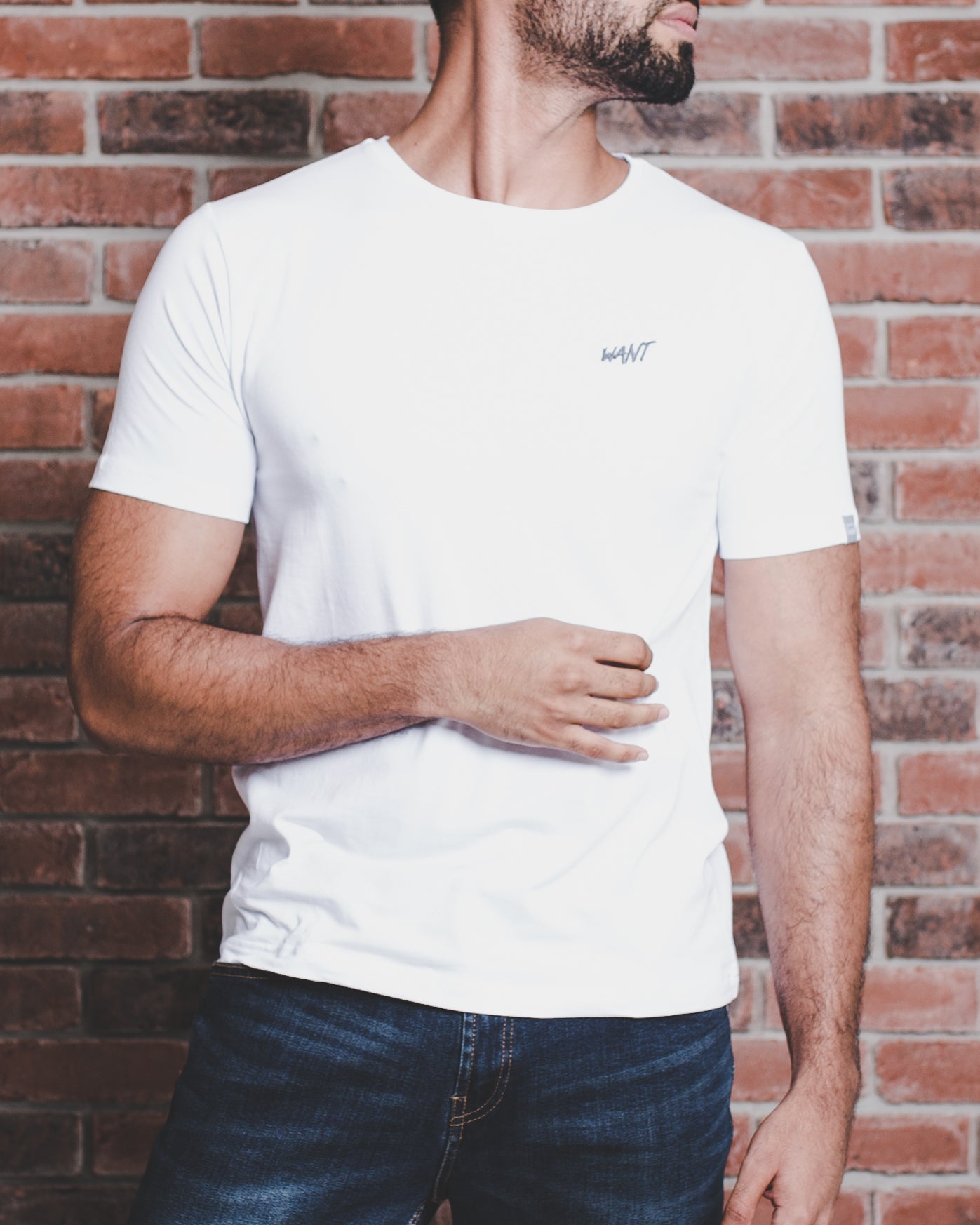 WANT - White Embroidered Organic T-Shirt