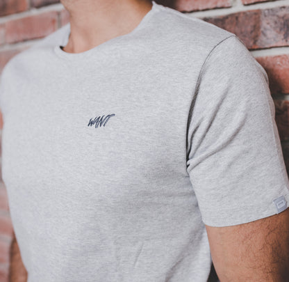 WANT - Grey Embroidered Organic T-Shirt