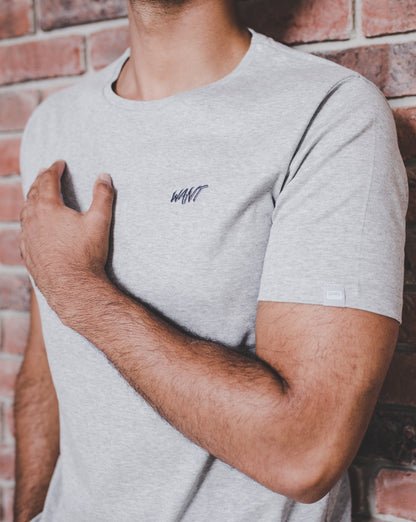 WANT - Grey Embroidered Organic T-Shirt
