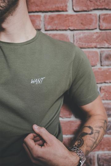 WANT - Khaki Embroidered Organic T-Shirt
